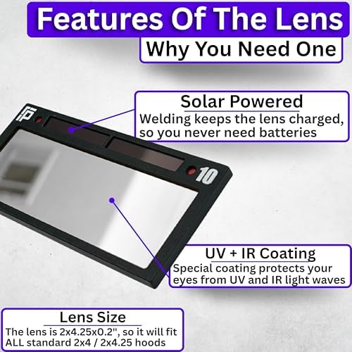 The Prince Adjustable 2.0 | Adjustable Shade 8-13 Silver Auto Darkening Welding Lens With Grind Mode | 5A TIG Rating | 2" X 4.25" X 0.2" | Silver Welding Lens - Blue Puddle | Royal Series 2.0