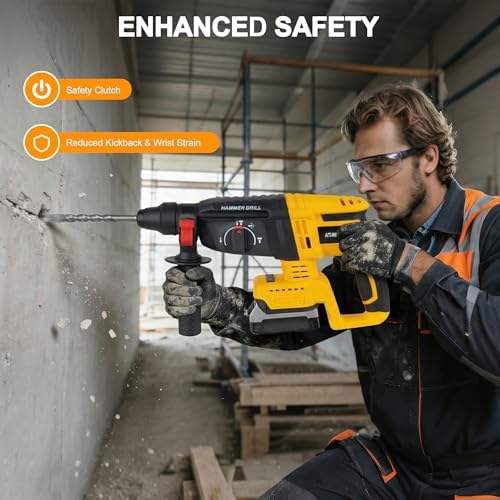 1" SDS-Plus Brushless Cordless Rotary Hammer Drill, for Dewalt 20V Battery