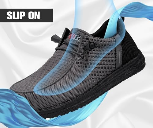 LARNMERN Steel Toe Loafers Women Slip On Work Safety Shoes Walking Sneakers