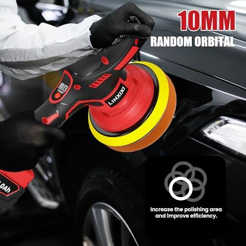 Cordless Car Polisher for Car Detailing Compatible with Milwaukee 18V Battery (Battery Not Include), 6 inch Car Buffer with 26pcs Polishing Kit, 8 Variable Speed Portable Orbital Polisher for Auto