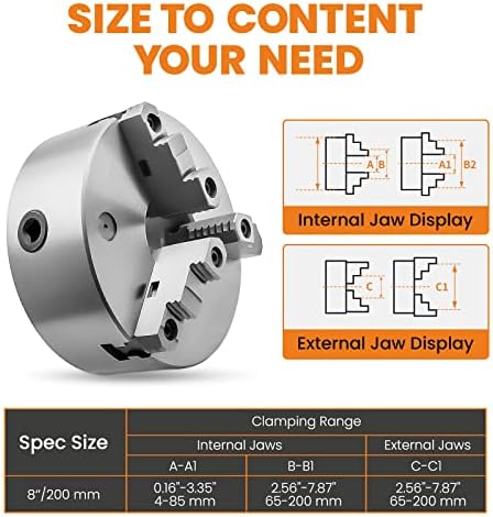 maXpeedingrods 3-Jaw Lathe Chuck 8" Self-Centering Lathe Chuck