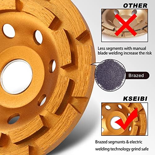 KSEIBI 644043 Diamond Concrete Grinding Wheel 9 inch for Polishing and Cleaning Stone Concrete Surface, Cement, Marble, Rock, Granite, and Thinset Removing, Angle Grinder Wheels Cup