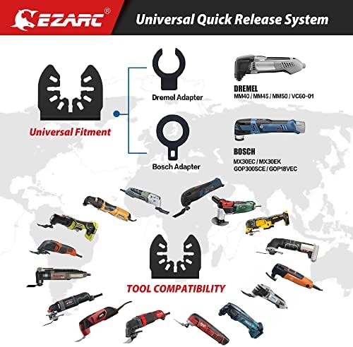 EZARC Titanium Oscillating Saw Blades, 3 PCS Extended Multitool Blades for Metal, Wood Nails, Screws Cutting, Plastic