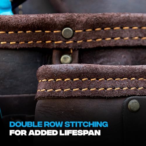 Ox Pro Full Grain Leather Tool Pouches - Made with Double Stitching and Rivet Reinforced Pockets