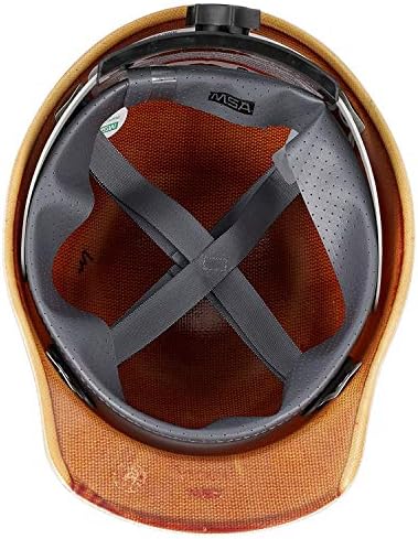 MSA 816651 Skullgard Cap Style Safety Hard Hat with Swing Ratchet Suspension | Non-slotted Cap, Made of Phenolic Resin, Radiant Heat Loads up to 350F - Standard Size in Tan