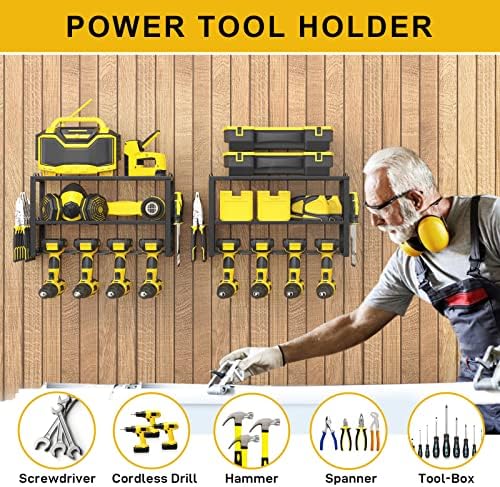 SPACECARE Power Tool Organizer- 2 Pack 3 Layers Rack for 8 Drill Holders
