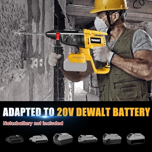 Cordless Rotary Hammer Compatible With Dewalt 20V MAX Battery,Brushless SDS 2.7Joules Rotary Hammer Drill for Concrete/Masonry/Wood,4 Modes with 6 Drill (Battery Not Included)