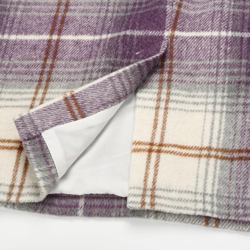 IDEALSANXUN Plaid Skirts for Women Fall Winter Knee Length Pencil Wool Skirt with Slit