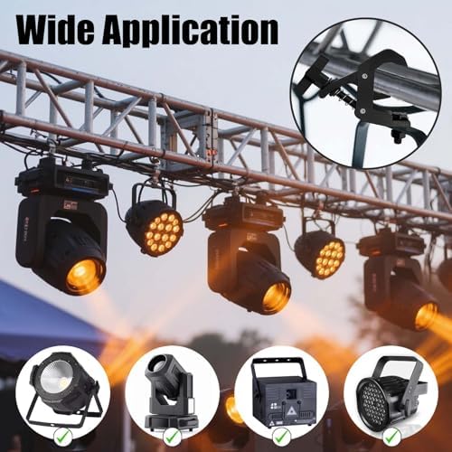 jindaaduio Stage Light Clamp, Lighting Truss Clamps for DJ light, 40mm-60mm Light Clamp Hook, Truss C-Clamp Used for Par Light,Spotlight and Moving Head(2 pcs Black)