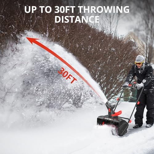 AMERISUN 18-Inch Electric Snow Blower, 30 FT Throw Distance, 15-Amp Corded Snow Thrower, 2200 RPM Motor, Lightweight Snow Removal Machine for Driveway, Sidewalk, Patio & Small Yard