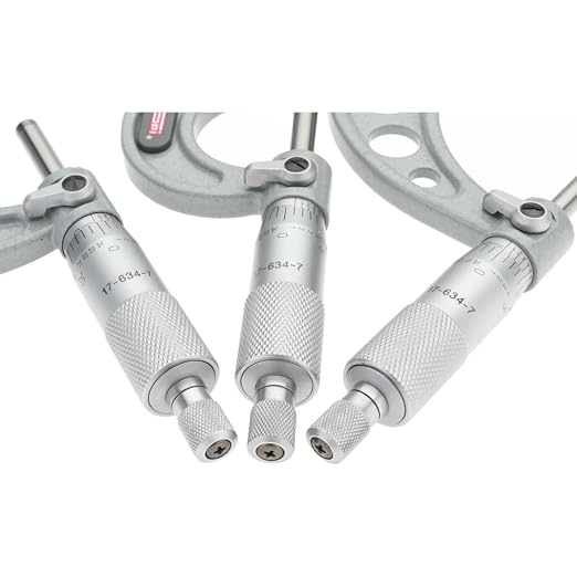 3-Piece SPI 17-634-7 Calibrated Mechanical Outside Micrometer Set: 0 to 3 inch Range