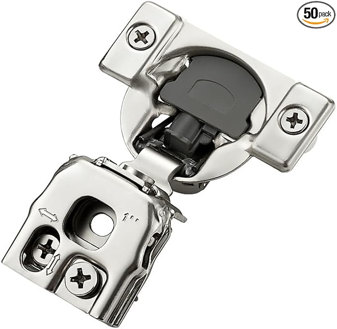 50 Pack 25 Pairs 1 Inch Overlay Soft Close Hinges for Kitchen Cabinet - Satin Nickel Hidden Concealed Hinge - Stainless Steel Self Closing