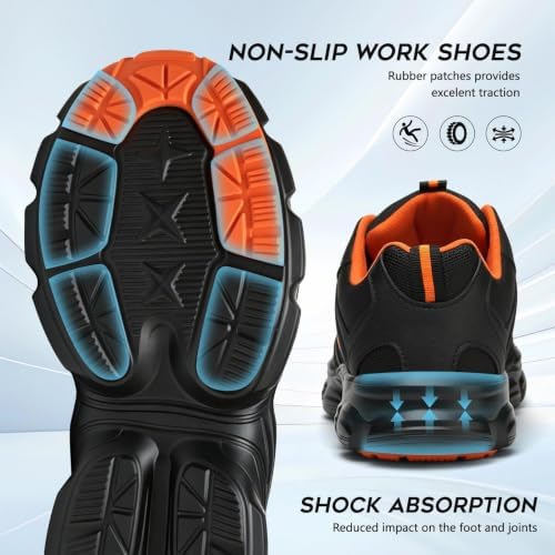 Hogent Steel Toe Shoes for Men Women - Non Slip & Lightweight Work Shoes