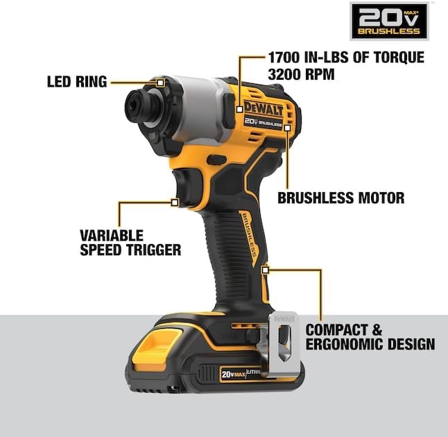 DEWALT DCK275C2R 20V MAX Brushless Lithium-Ion 1/2 in. Cordless Drill Driver and 1/4 in. Impact Driver Combo Kit with 2 Batteries (Renewed)