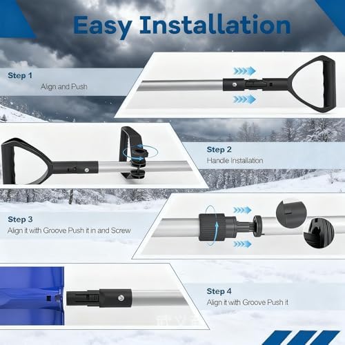 Anti Slip Grip Snow Shovel with Secure Handle for Safe Operate in Cold Winter Conditions Prevents Rust and Erosion Heavy Shovel