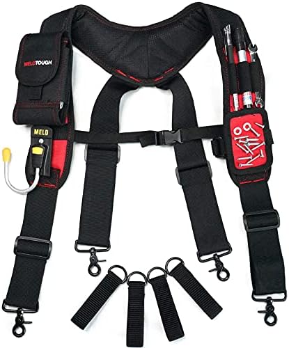 MELOTOUGH Magnetic Tool Belt Suspenders with Magnetic WristBand for Work Belt Padded Suspenders Constrcution