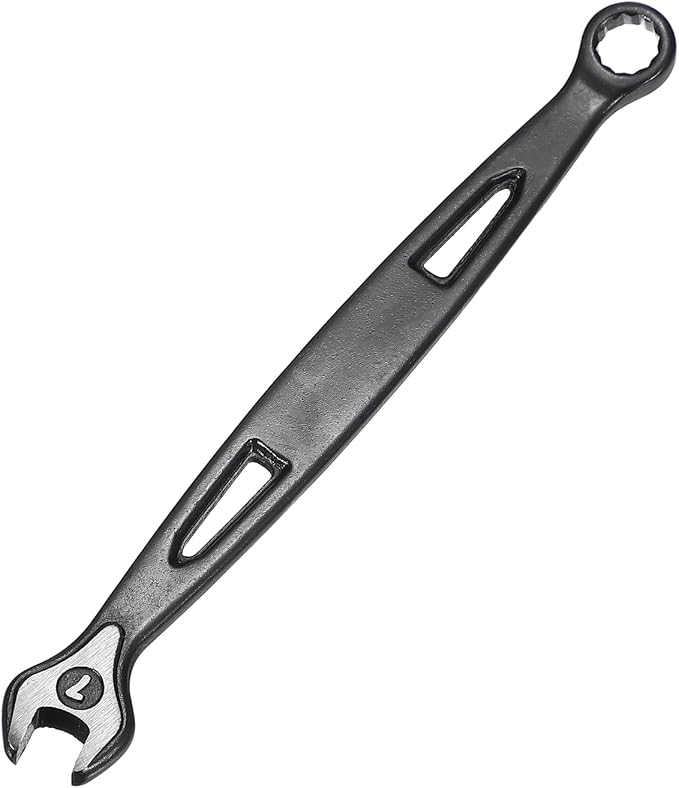 HARFINGTON Combination Wrench 7mm Metric Extra Long 12-Point Box and Open End Carbon Steel Double Ended Industrial Grade Spanner for Automotive Furniture Machinery DIY Repair, Black