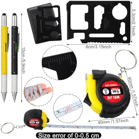 72 Pcs Mini Screwdriver Tape Keychain Set Multitool Pen Card Father's Gifts Bulk Mini Tool Set for Adult Men Dad (Yellow,Black)