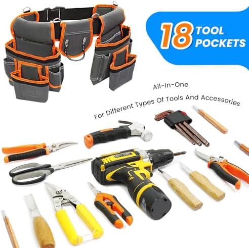 Professional Tool Belt for Men, Magnetic Tool Belt with Suspenders
