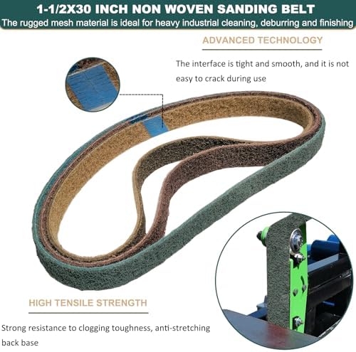 3 Pack 2 X 72 Inch Coarse, Medium, and Fine Grits Assortment Non Woven Surface Conditioning Sanding Belts for Knife Makers and Metal Fabricators Profession Sander Belt