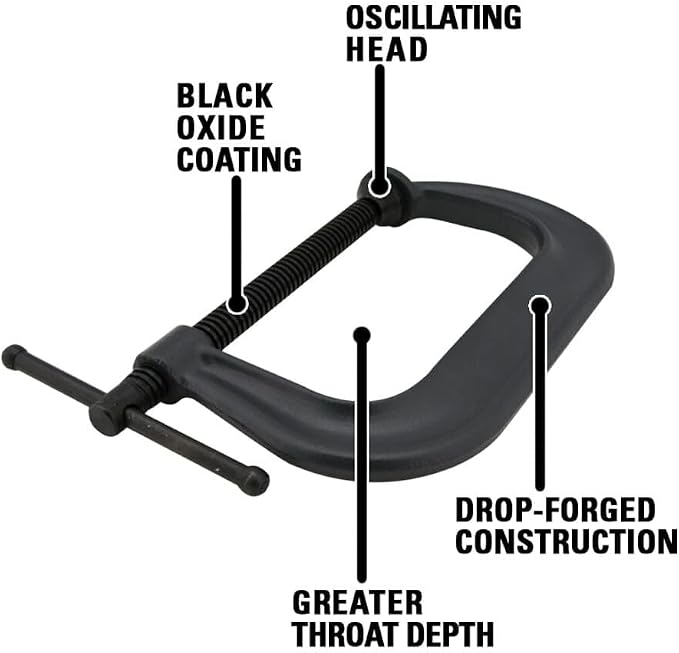 Wilton 20305 408 8-Inch Regular-Duty Extra Deep Throat Drop Forged C-Clamp