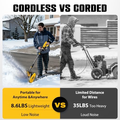 Litekon 40V Brushless Cordless Snow Shovel, 13-Inch Electric Snow Blower with 2X 4.0Ah Batteries Snow Removal with 30FT Throw Distance for Patio, Deck, Driveway,Yellow