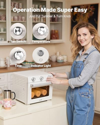 VEVOR Sublimation Oven Machine, 26 Qt, Fits 40oz Tumblers, with 1 Heat Air Gun, 50 Shrink Films, 1 Tape and 2 Heat Gloves, 360° Turbo Convection for Sublimation Blank Tumblers, Mugs, Bowls, Off-White