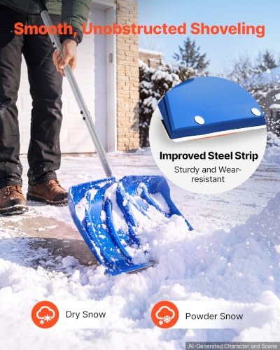 VEVOR 18" Poly Snow Shovel Pusher for Driveway 55” Height