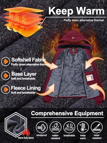 QPNGRP Mens Waterproof Ski Snowboard Jacket Winter Windproof Snow Coat