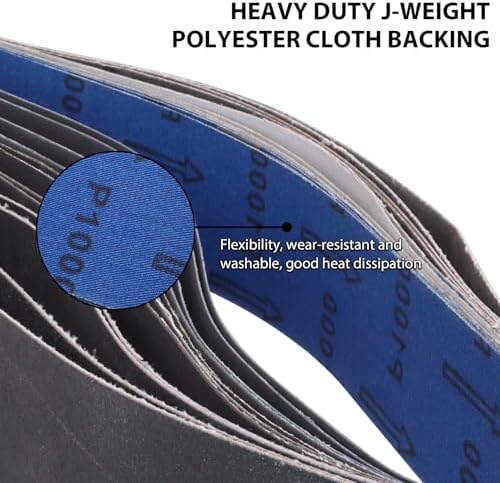 Taokyid 18 Pack 2 x 42 Inch Silicon Carbide Sanding Belts, 3 Each of 120 240 400 600 800 1000 Grits 2x42 Sander Belt For Knife Sharpening and Metalworking,2x42 Inch Sanding Belts