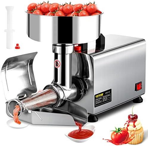 VBENLEM 110V Electric Tomato Strainer 370W Commercial Grade Tomato Milling Machine Stainless Steel Tomato Press and Strainer 90-160 Kg/H Pure Copper Motor Food Strainer and Sauce Maker