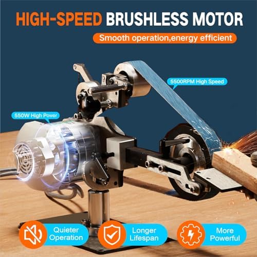 Belt Sander Professional with Vertical and Horizontal Support, 30" x 1" Belt Size, 3 Grit Belts (100/180/240), Metal Wood Knife Sharpening, Adjustable Workbench