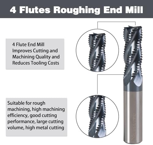 5/16" 4 Flute Roughing End Mill AlTiN Coated Carbide, 5Pcs