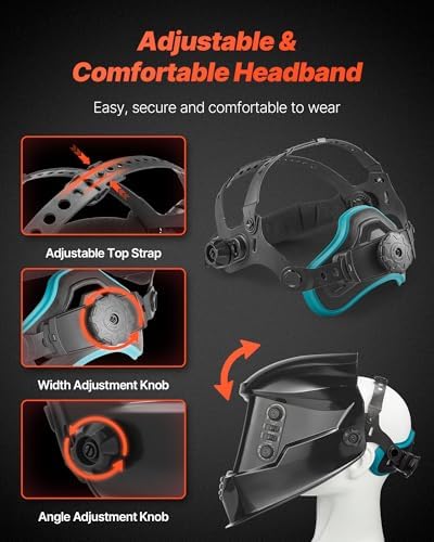 VEVOR Welding Helmet Auto Darkening, 3.94" x 3.74" True Color Welding Hood, 1/1/1/1 Solar-Powered Welder Mask 4 Arc Sensors, Wide Shade 4/5-9/9-13 for TIG MIG ARC Weld Grinding Cutting - METIS Series
