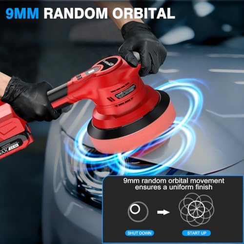 6-Inch Brushless Cordless Car Buffer Polisher, 8-Speed & 8000RPM