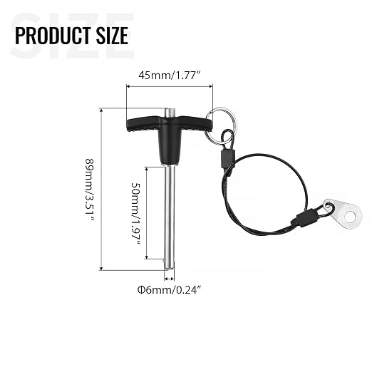 T Handle Quick Release Pin 0.24 Inch Diameter,304 Stainless Steel Ball Locking Pin with Push Button Lanyard Usable Length 1.97"(6mm x 50mm)