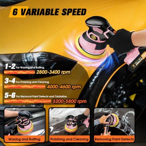 Cordless Car Buffer Polisher kit, DA Polisher with 2*21V Batteries