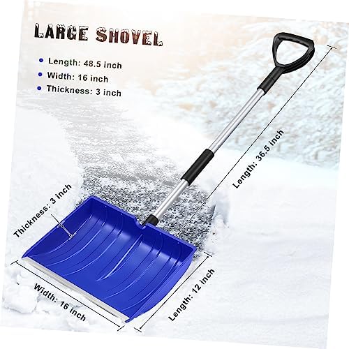 Yardwe Large Snow Shovel Adjustable Aluminum Handle Heavy-Duty Snow Remover Tool for Driveway and Outdoor Activities and Ice Scraping Blue