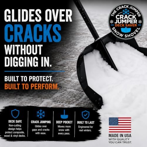 Snow Shovel for Decks & Driveways – Deck Saver™ Crack Jumper 24" Snow Shovel, Won’t Damage Decks