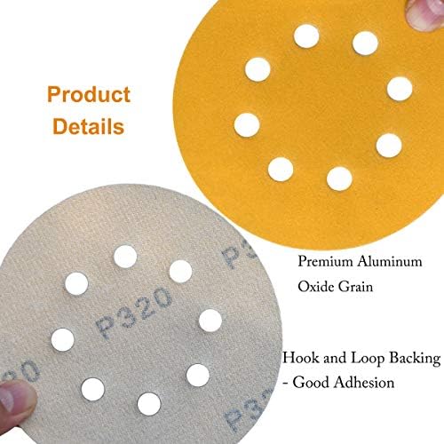 5-Inch 8-Hole Hook and Loop Sanding Discs 320-Grit, 200-Pack