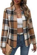 Mina Self 2026 Fall Women's Open Front Tweed Blazer,Plaid Fitted Jacket