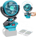 Portable Clip Fan compatible with Ma-ki-ta 18v Battery, Battery Powered Fan with Dual USB Charging, Cordless Fan with Adjustable Head, for Car, Home, Outdoor,Camping, Picnic and Job Site(Tool Only)