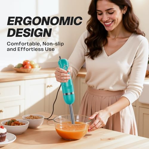 Turelar Immersion Blender Corded 400W, 2 Speed, Emulsifier, Blend, BPA-Free