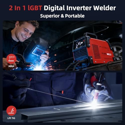165A Stick Welder, Portable Welding Machine, IGBT Inverter ARC Weldr 110/220V Dual Voltage Hot Start ARC Force, Large LED Display MMA/Lift TIG Welder for 1/16" to 1-8" Rod
