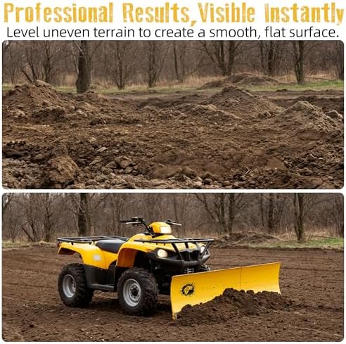 ATV/UTV Front Mount Land Leveler, 48"-60" Adjustable Steel Driveway Grader for Gravel&Dirt, Heavy Duty Yard Leveling Tool, Snow Plow Kit Compatible, 5-Position Angle, Winch Required (Sold Separately)