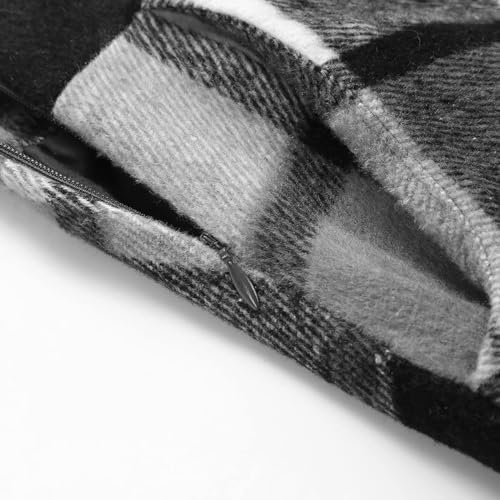 IDEALSANXUN Womens Plaid Wool Skirts Elastic Waist A-Line Pleated Tartan Long Skirts