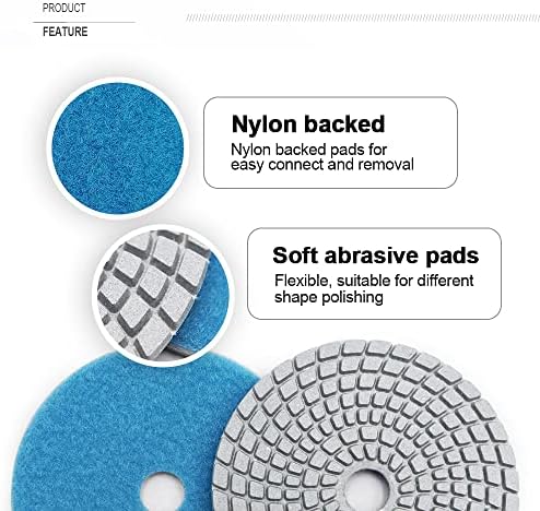 SHDIATOOL 4 Inch Wet Diamond Polishing Pads 8PCS Mixed Grit for Stone