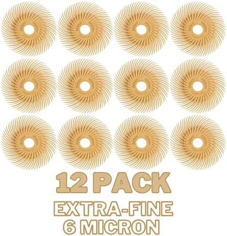 Dedeco Sunburst Radial Bristle Discs 12-Pack - 2" Curved - 3/8" Arbor - Peach 2500 Grit (Extra-Fine, 6 Micron) - Aluminum Oxide for Polishing & Finishing