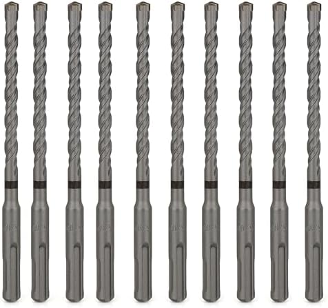 SDS Plus Bits (5/16"*6")-10PCS Rotary Hammer Drill Bits Set Cross Carbide Tips for Concrete, Brick, Cement Walls, Stone, Brick