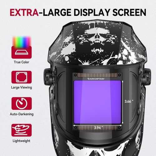 ARCCAPTAIN Welding Helmet, 3.94"×3.66" Auto Darkening Welding Hood
